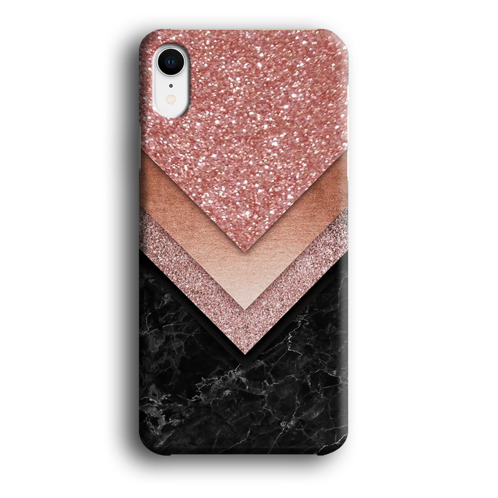 Marble Sparkle Pink Chevron iPhone XR Case
