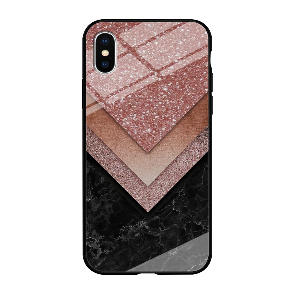 Marble Sparkle Pink Chevron iPhone X Case