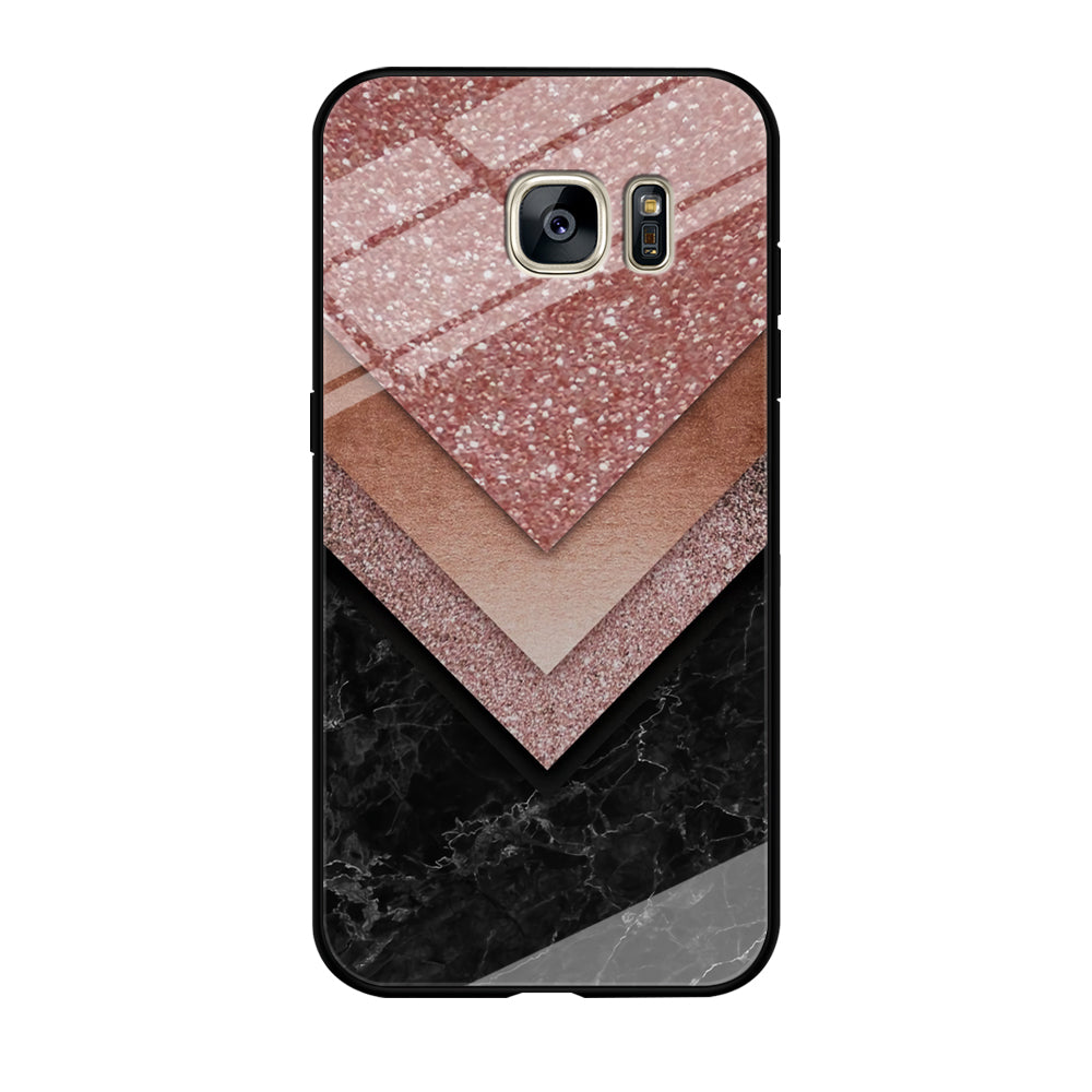 Marble Sparkle Pink Chevron Samsung Galaxy S7 Edge Case