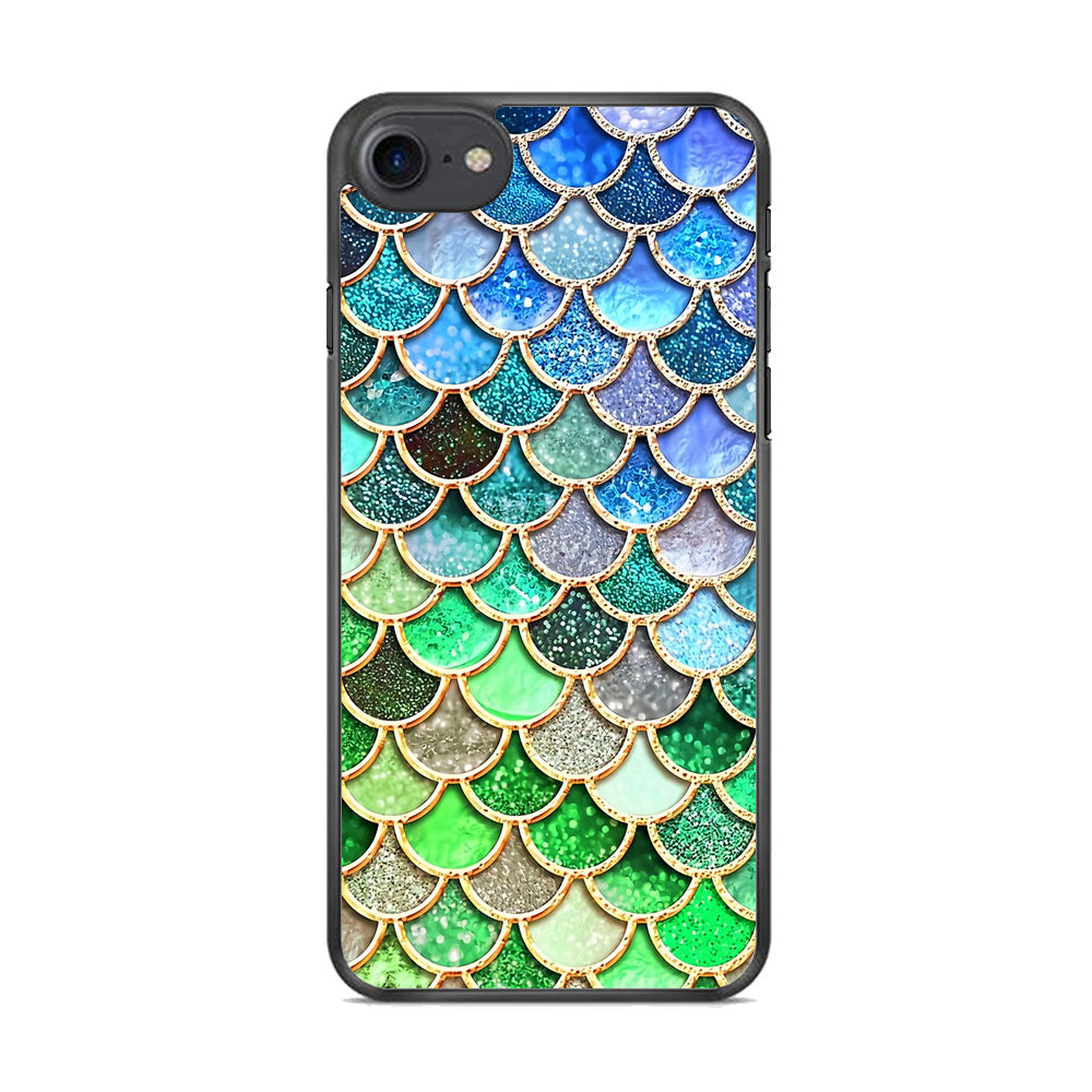 Mermaid Blue Green Shiny Shell iPhone 8 Case - carneyforia