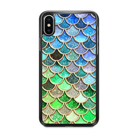 Mermaid Blue Green Shiny Shell iPhone XS Case - carneyforia