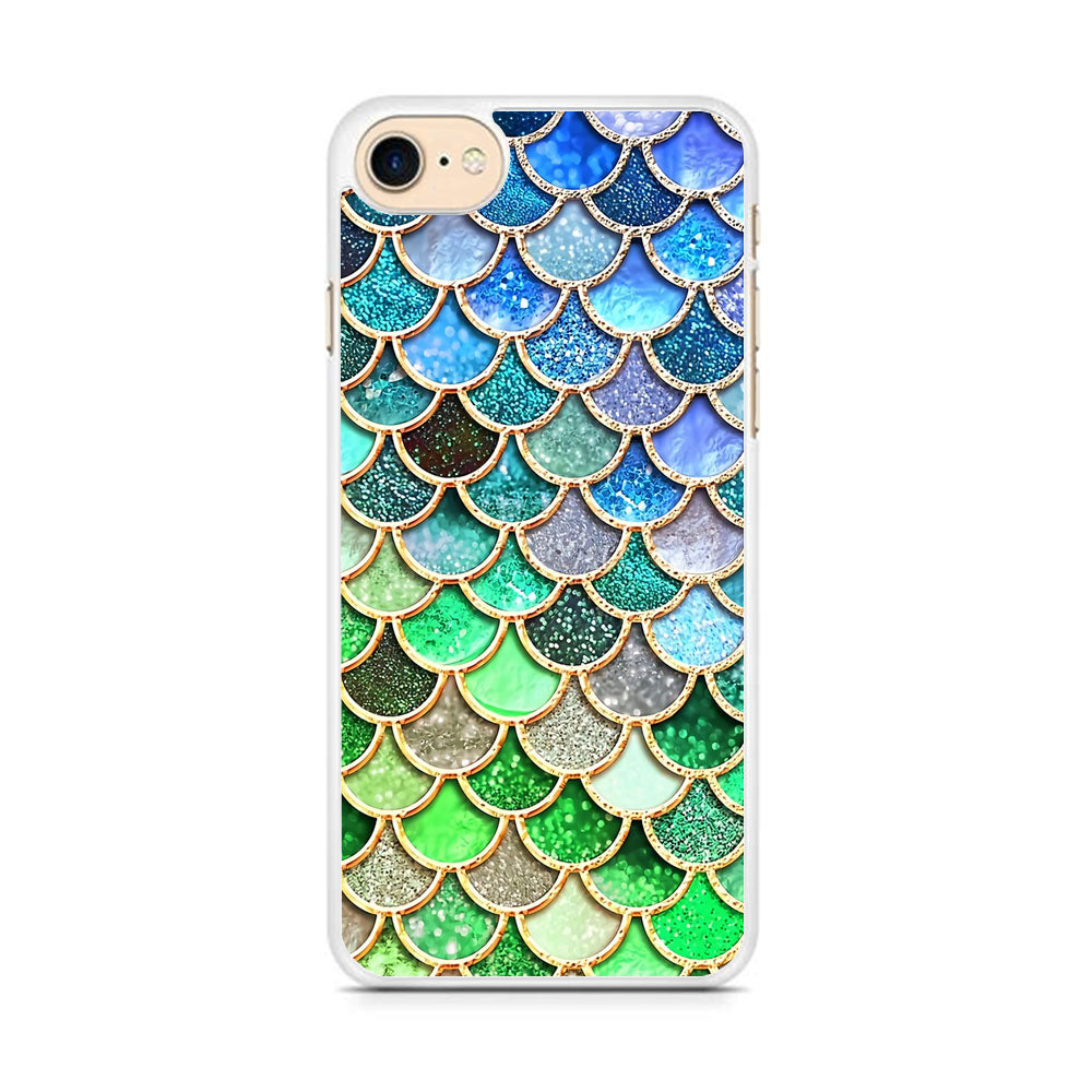 Mermaid Blue Green Shiny Shell iPhone 8 Case - carneyforia