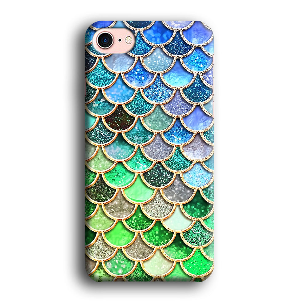 Mermaid Blue Green Shiny Shell iPhone 8 Case - carneyforia