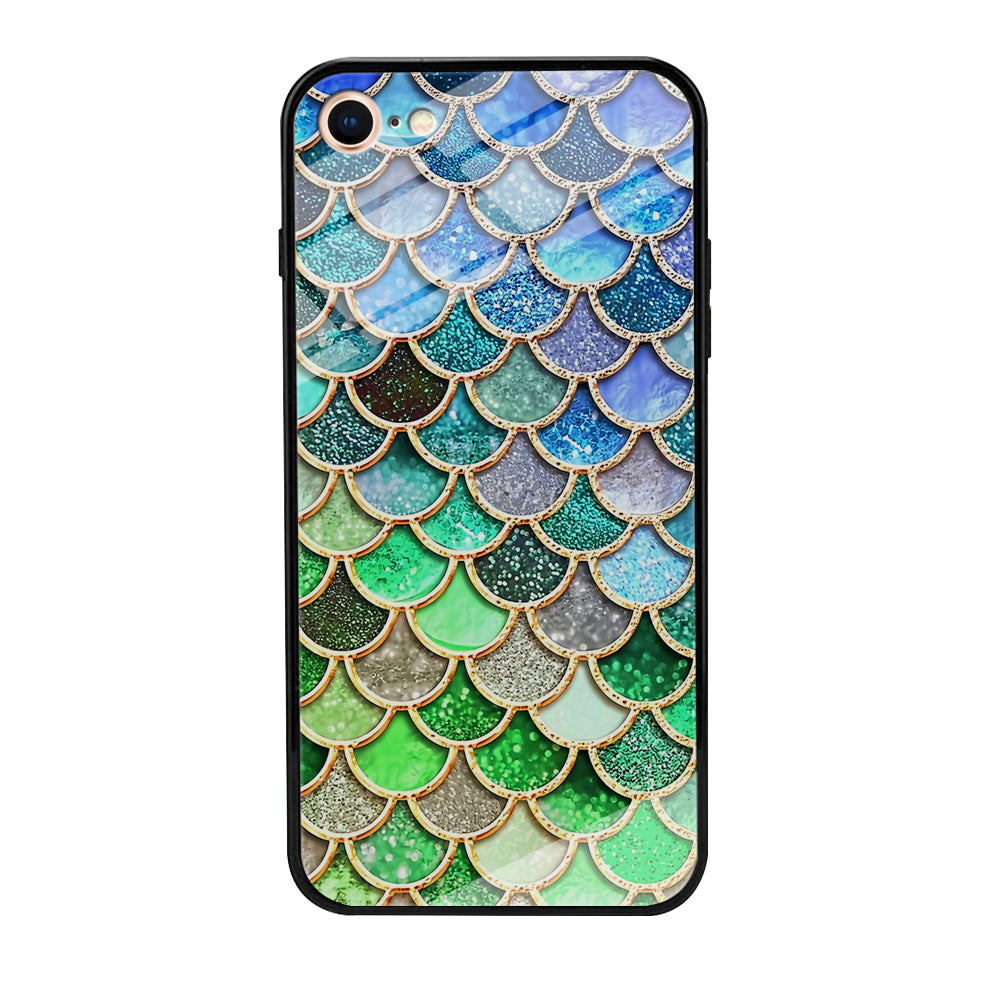 Mermaid Blue Green Shiny Shell iPhone 8 Case - carneyforia