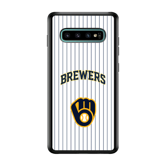 Milwaukee Brewers Shine of White Samsung Galaxy S10 Case