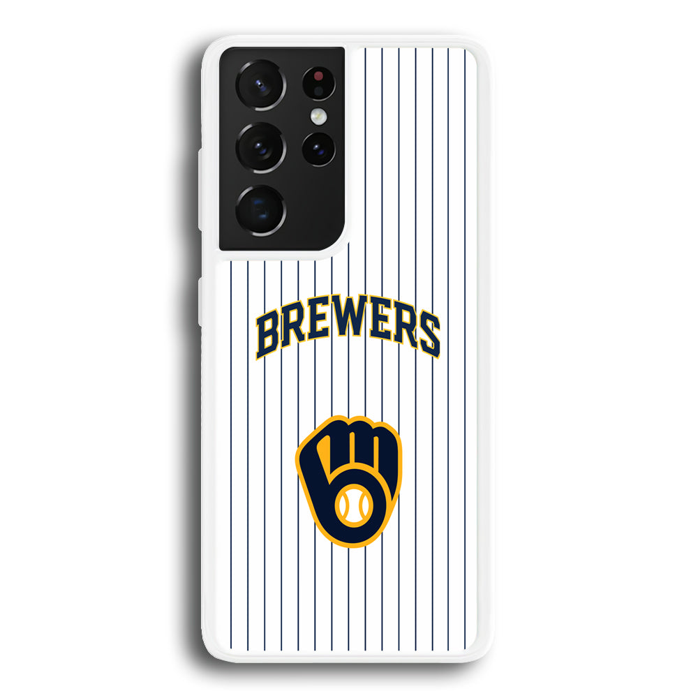 Milwaukee Brewers Shine of White Samsung Galaxy S21 Ultra Case