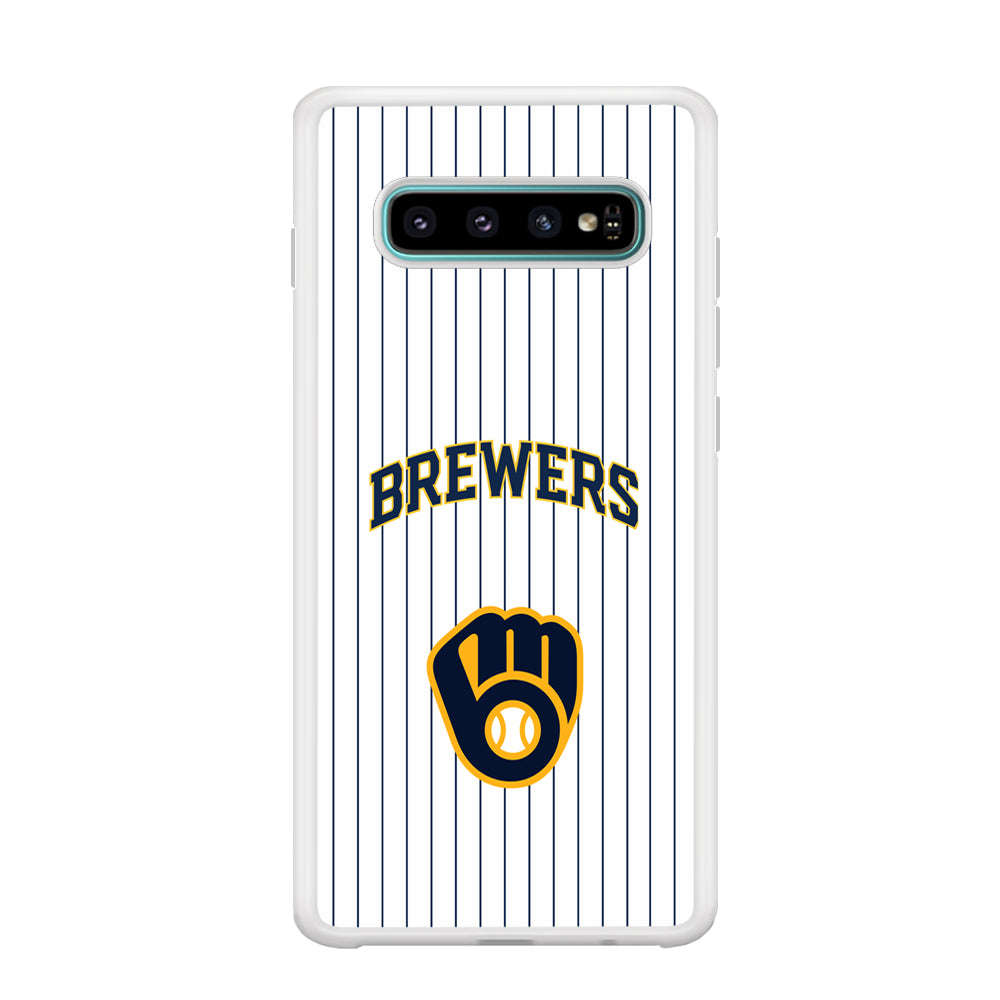 Milwaukee Brewers Shine of White Samsung Galaxy S10 Case