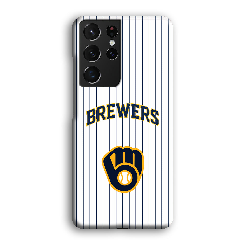 Milwaukee Brewers Shine of White Samsung Galaxy S21 Ultra Case