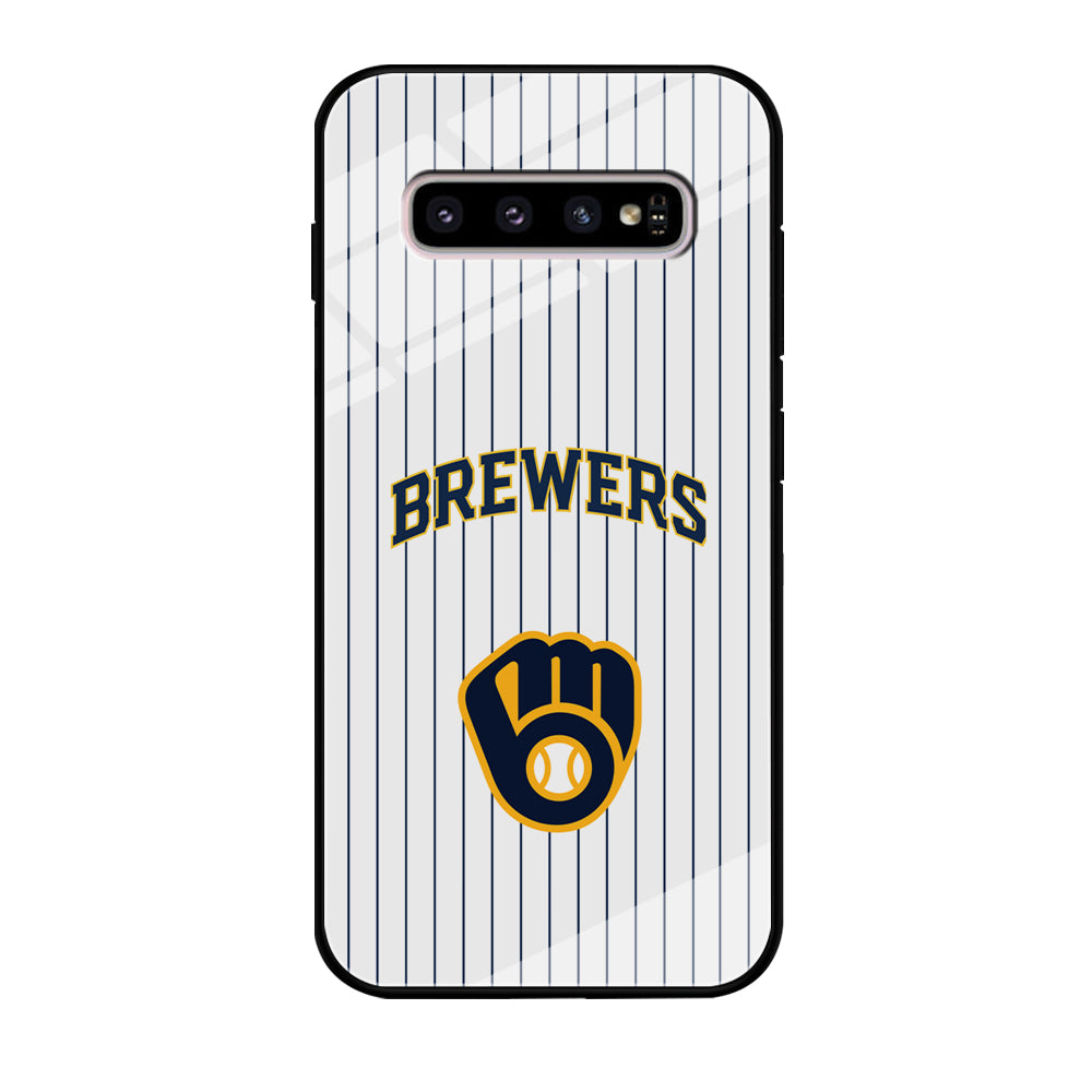 Milwaukee Brewers Shine of White Samsung Galaxy S10 Case