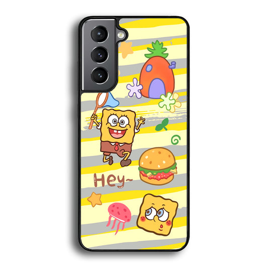 Mr Squarepants Fishing The Jellyfish Samsung Galaxy S21 Plus Case - Carneyforia