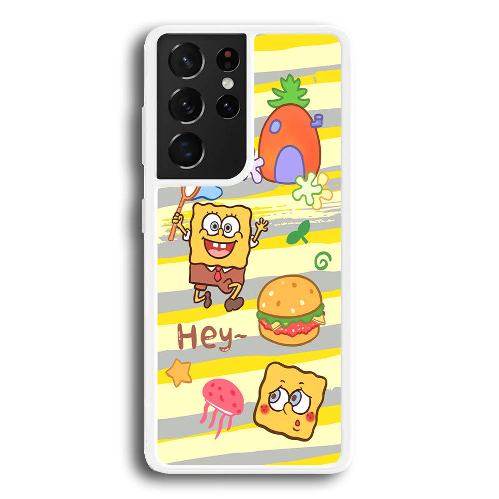 Mr Squarepants Fishing The Jellyfish Samsung Galaxy S21 Ultra Case