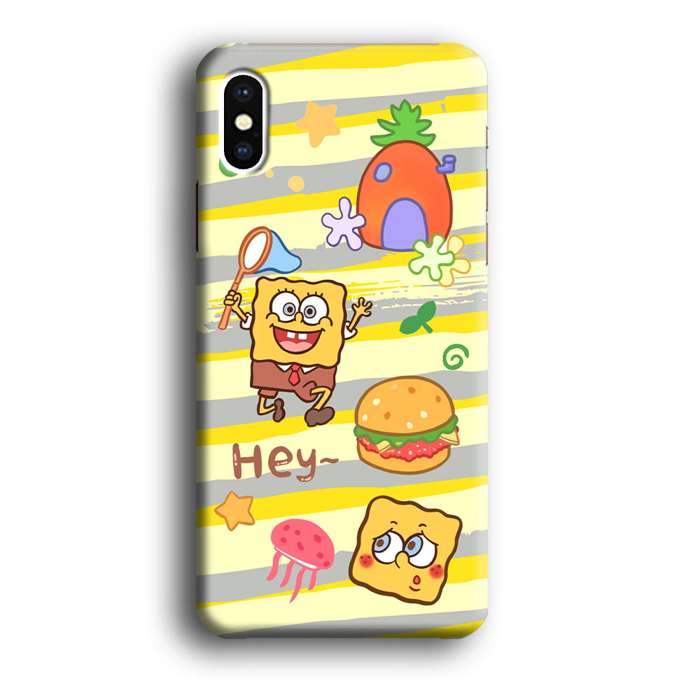 Mr Squarepants Fishing The Jellyfish iPhone X Case