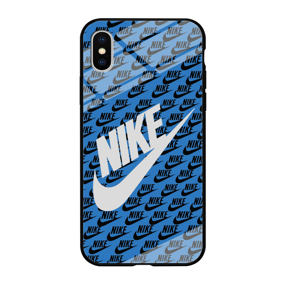 Nike Doodle Logo Blue iPhone X Case