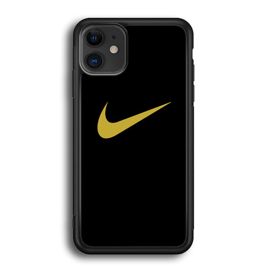 Nike Gold Logo Black iPhone 12 Case