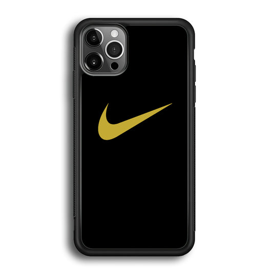 Nike Gold Logo Black iPhone 12 Pro Case