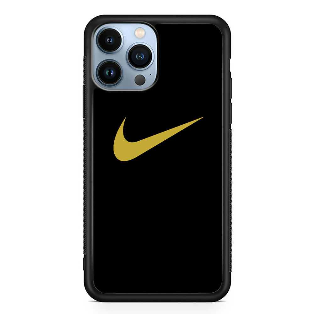 Nike Gold Logo Black iPhone 13 Pro Max Case