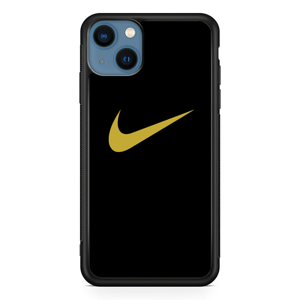 Nike Gold Logo Black iPhone 13 Case