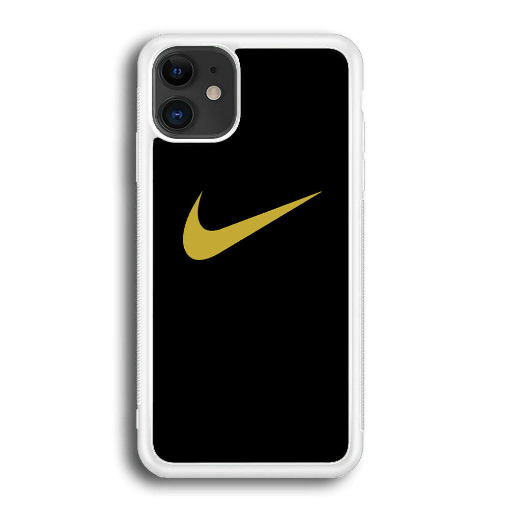 Nike Gold Logo Black iPhone 12 Case