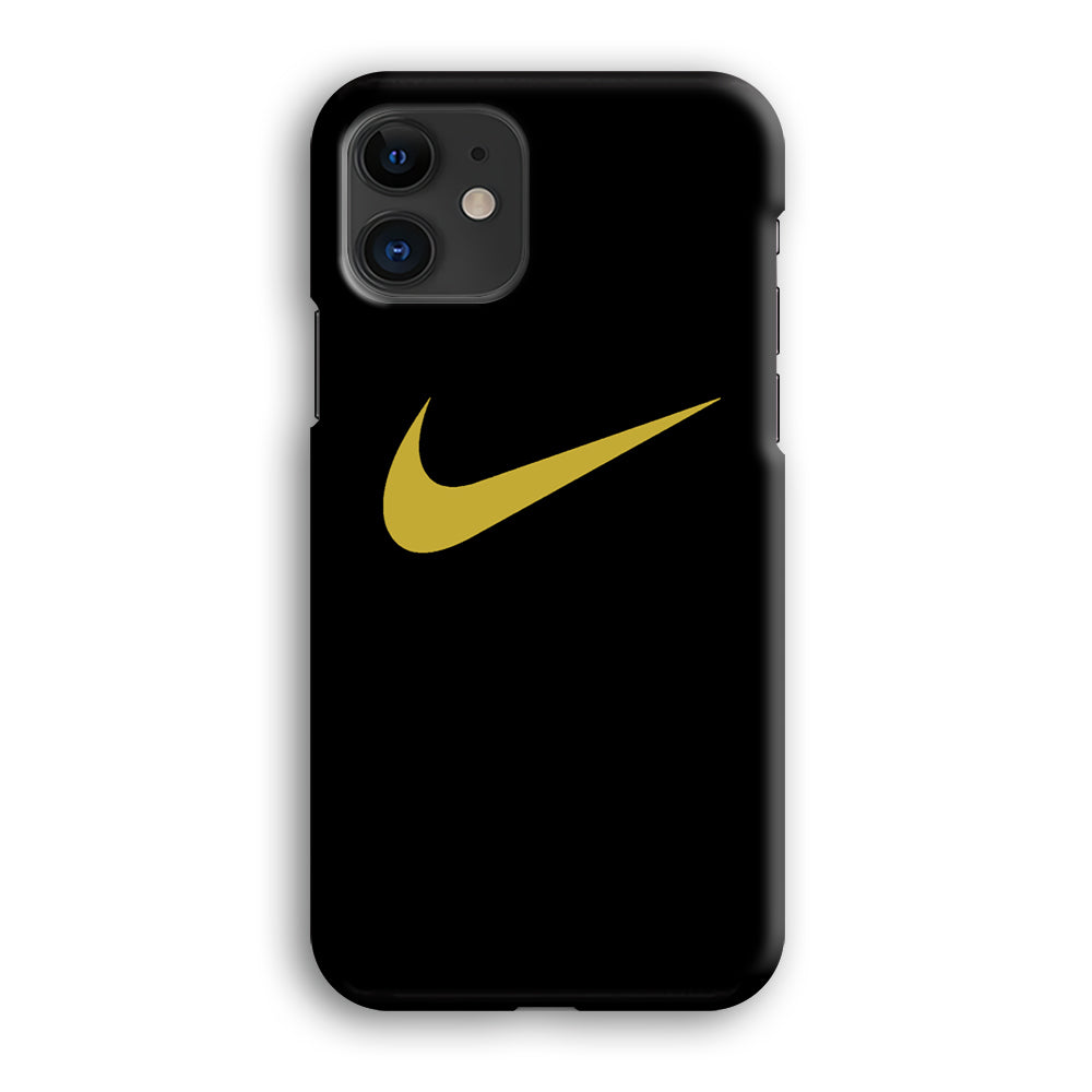 Nike Gold Logo Black iPhone 12 Case