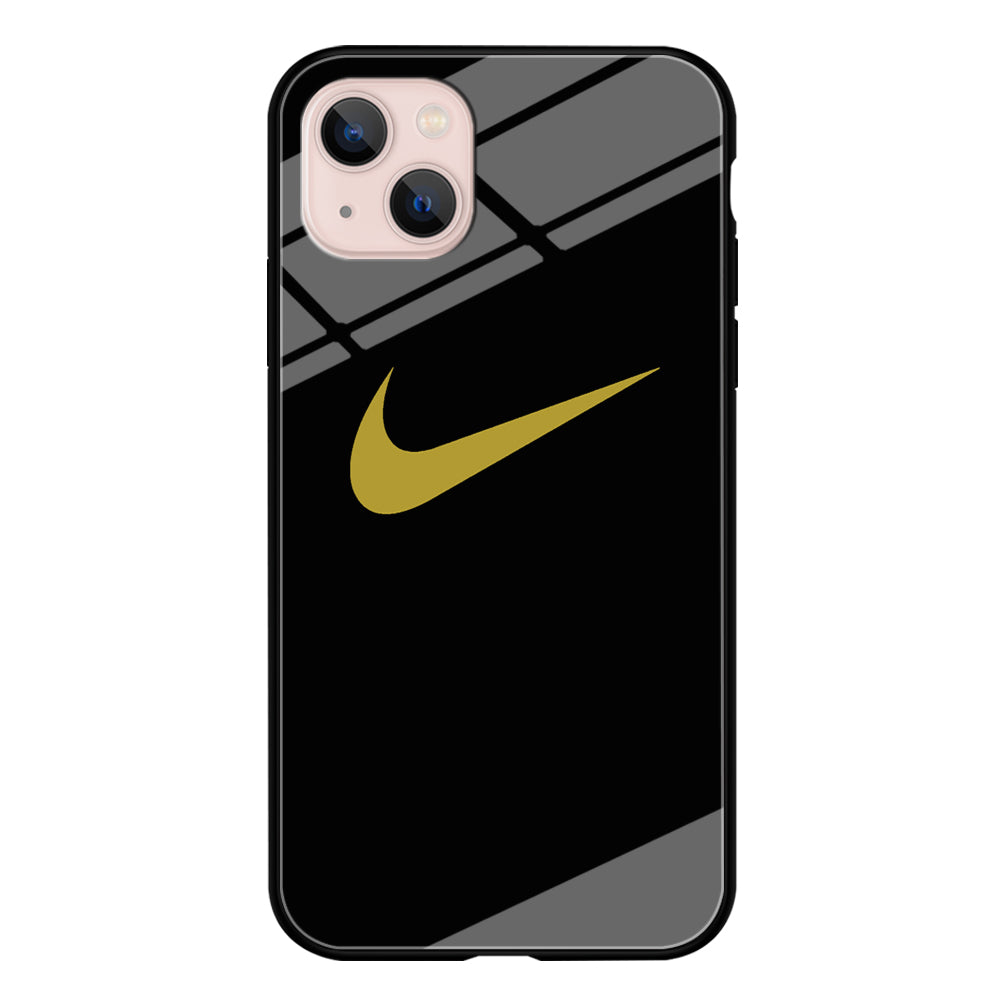 Nike Gold Logo Black iPhone 13 Case