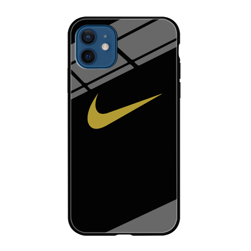 Nike Gold Logo Black iPhone 12 Case