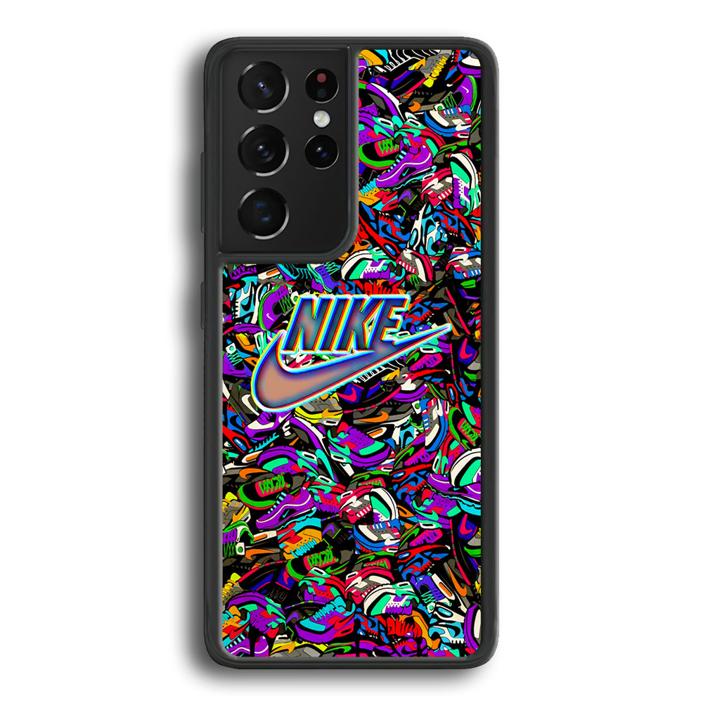 Nike Shiny Emblem in Doodle Art Samsung Galaxy S21 Ultra Case