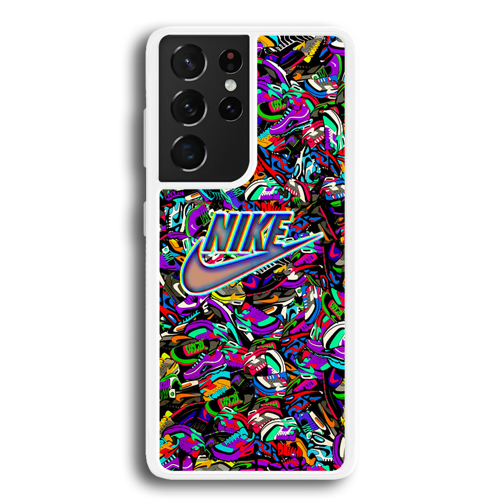 Nike Shiny Emblem in Doodle Art Samsung Galaxy S21 Ultra Case