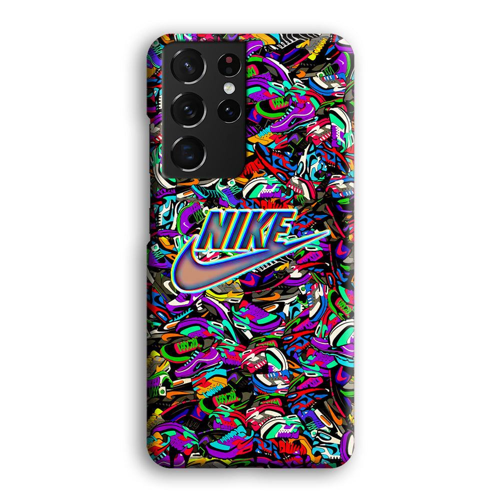 Nike Shiny Emblem in Doodle Art Samsung Galaxy S21 Ultra Case