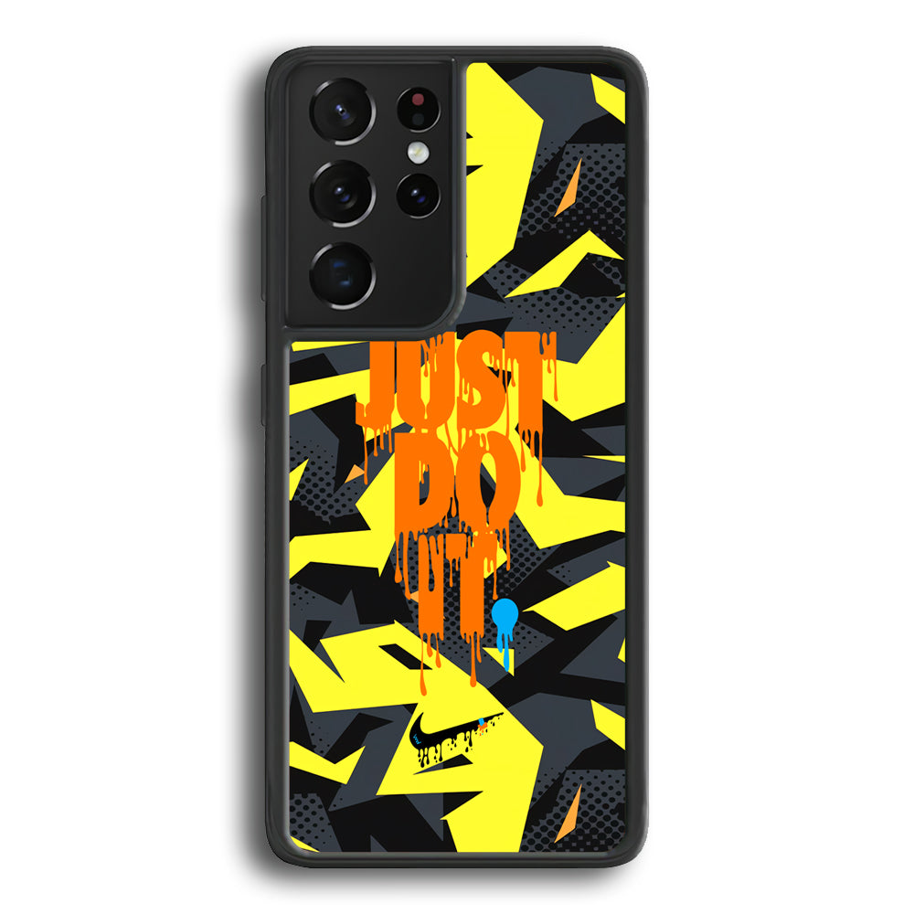 Nike Yellow Abstract Shapes Samsung Galaxy S21 Ultra Case