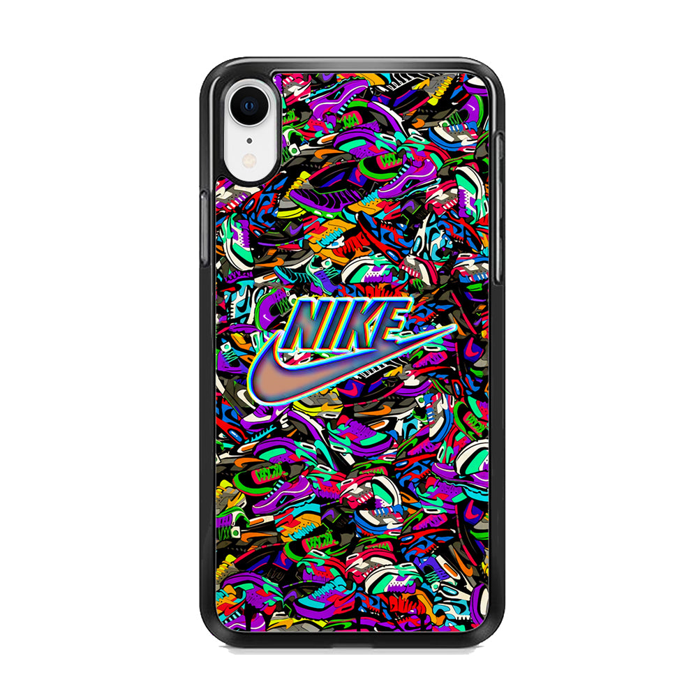 Nike Shiny Emblem in Doodle Art iPhone XR Case