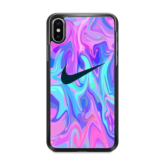 Nike Soft Marble Navy Logo iPhone X Case