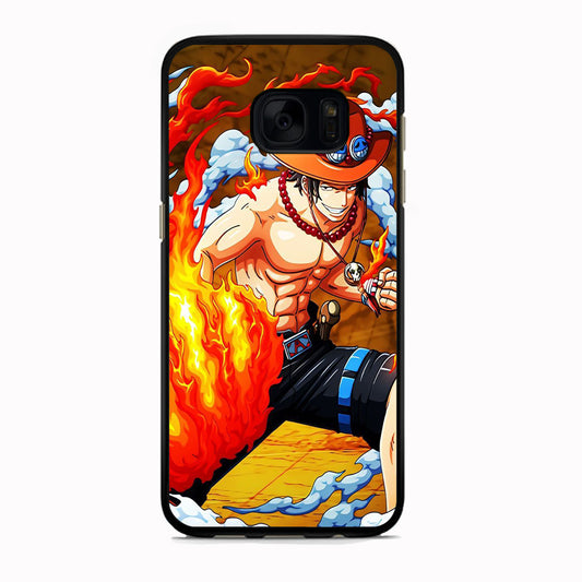 One Piece Ace Power Samsung Galaxy S7 Case Rubber Black (2D Case)