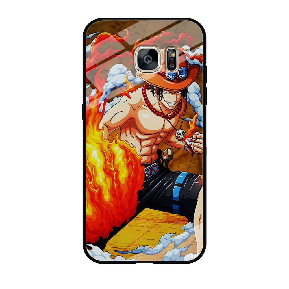 One Piece Ace Power Samsung Galaxy S7 Case Tempered Glass Case