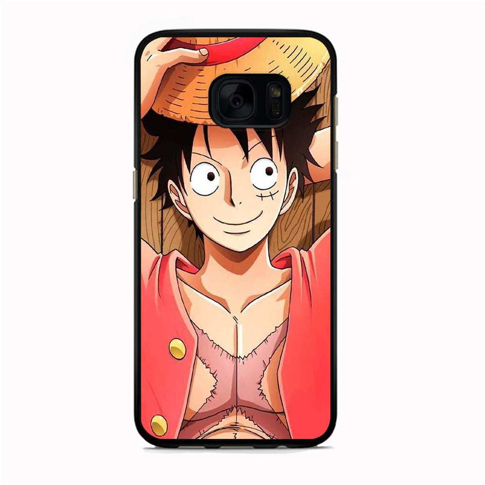 One Piece Captain Luffy Samsung Galaxy S7 Case Rubber Black (2D Case)