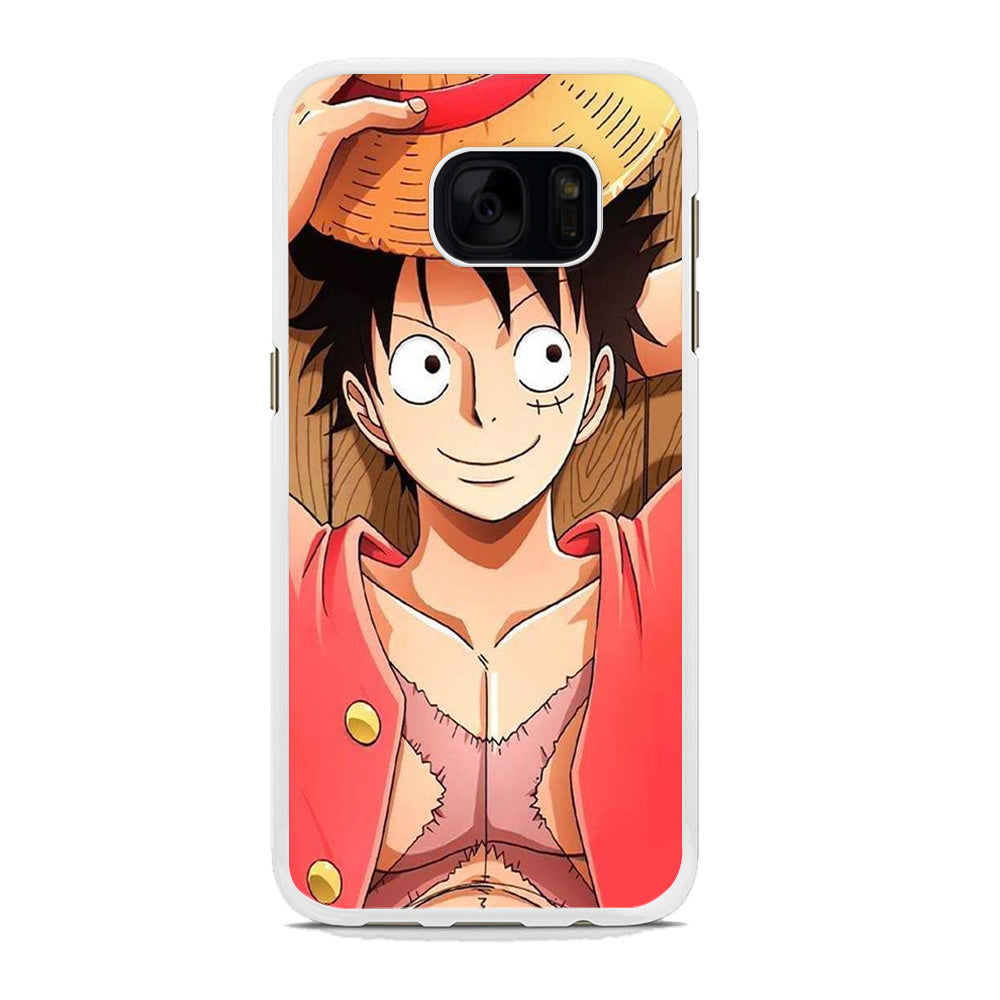 One Piece Captain Luffy Samsung Galaxy S7 Case Rubber White (2D Case)