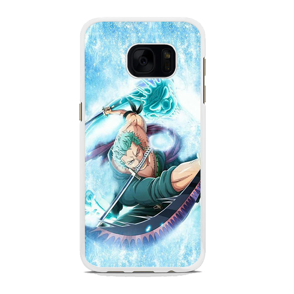 One Piece Zoro Battle Style Samsung Galaxy S7 Case Rubber White (2D Case)