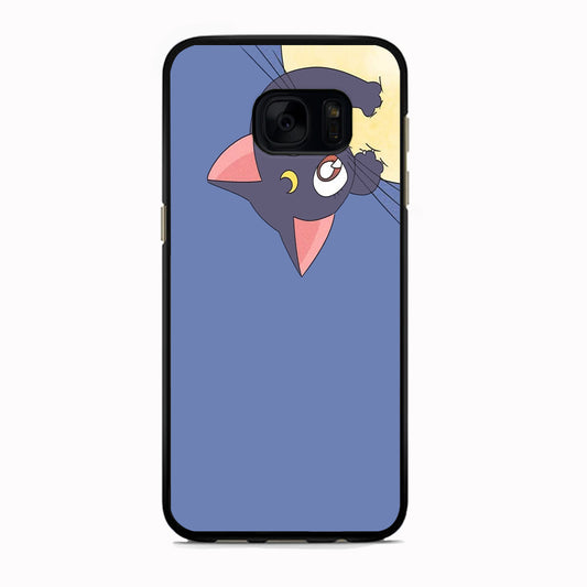 Sailor Moon Cute Luna Samsung Galaxy S7 Case Rubber Black (2D Case)