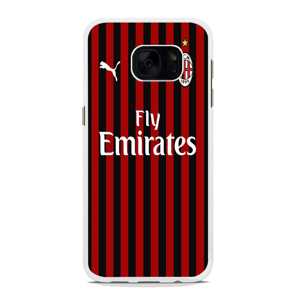 Serie A AC Milan Jersey Samsung Galaxy S7 Case Rubber White (2D Case)