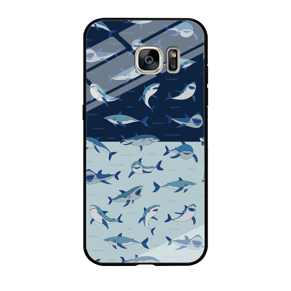 Sharks on The Layer of Ocean Samsung Galaxy S7 Edge Case