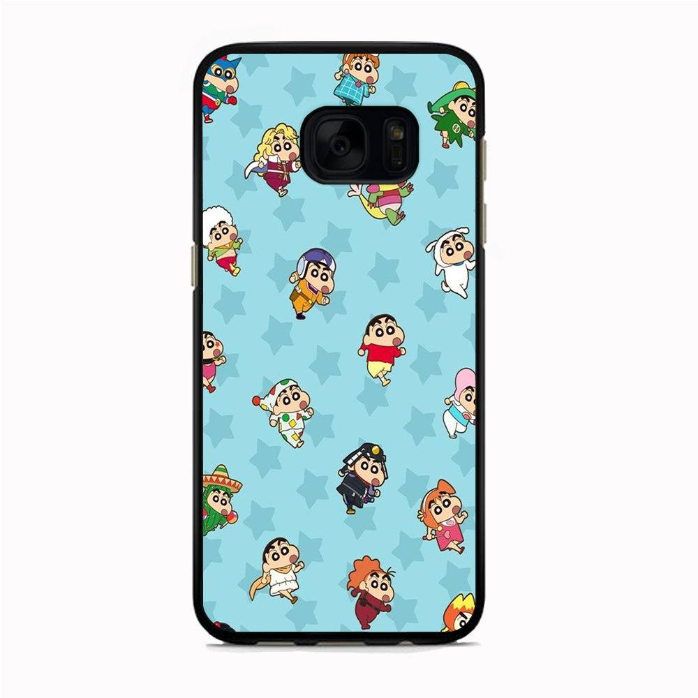 Shinchan Sticker Emoji Samsung Galaxy S7 Case Rubber Black (2D Case)