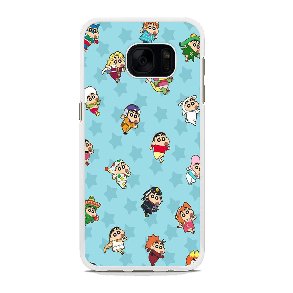 Shinchan Sticker Emoji Samsung Galaxy S7 Case Rubber White (2D Case)