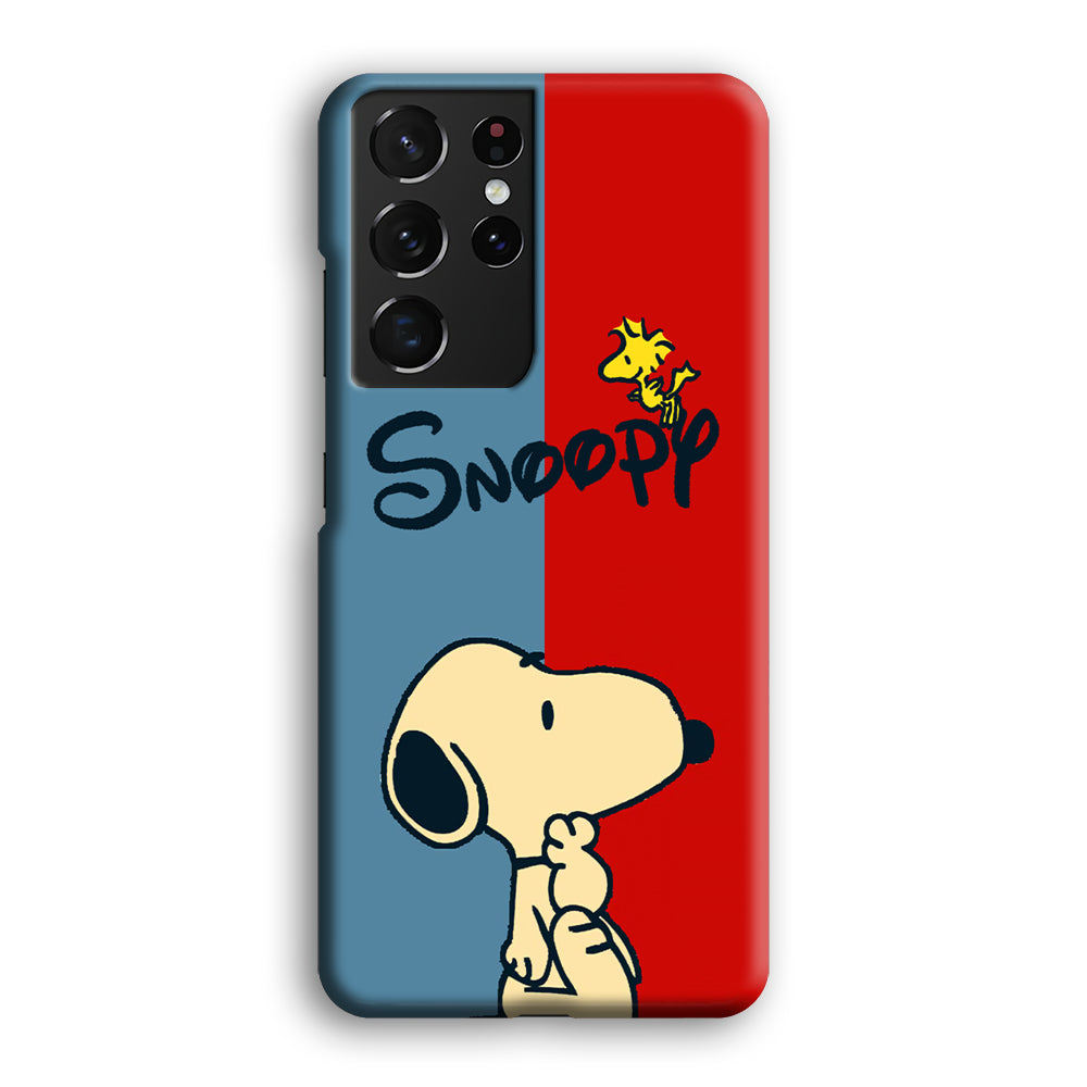 Snoopy Blue and Red Line Samsung Galaxy S21 Ultra Case