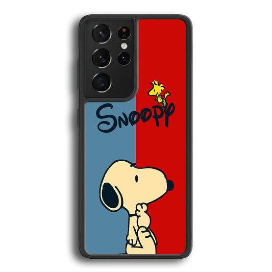 Snoopy Blue and Red Line Samsung Galaxy S21 Ultra Case