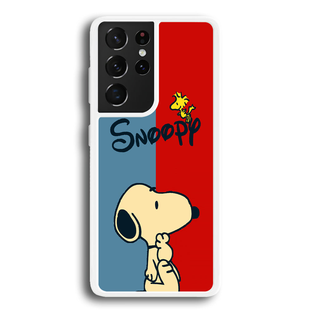 Snoopy Blue and Red Line Samsung Galaxy S21 Ultra Case