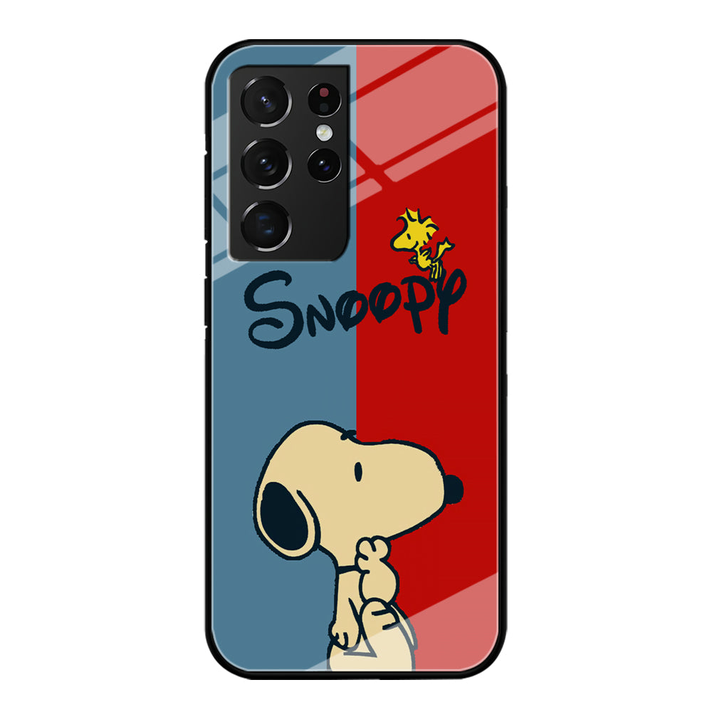 Snoopy Blue and Red Line Samsung Galaxy S21 Ultra Case