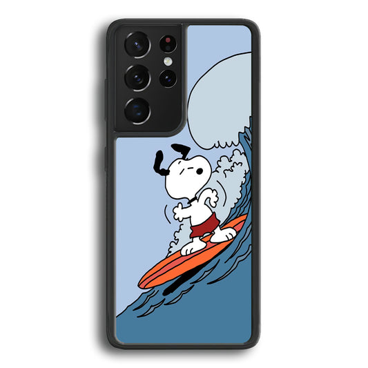 Snoopy Surfing Mode Samsung Galaxy S21 Ultra Case