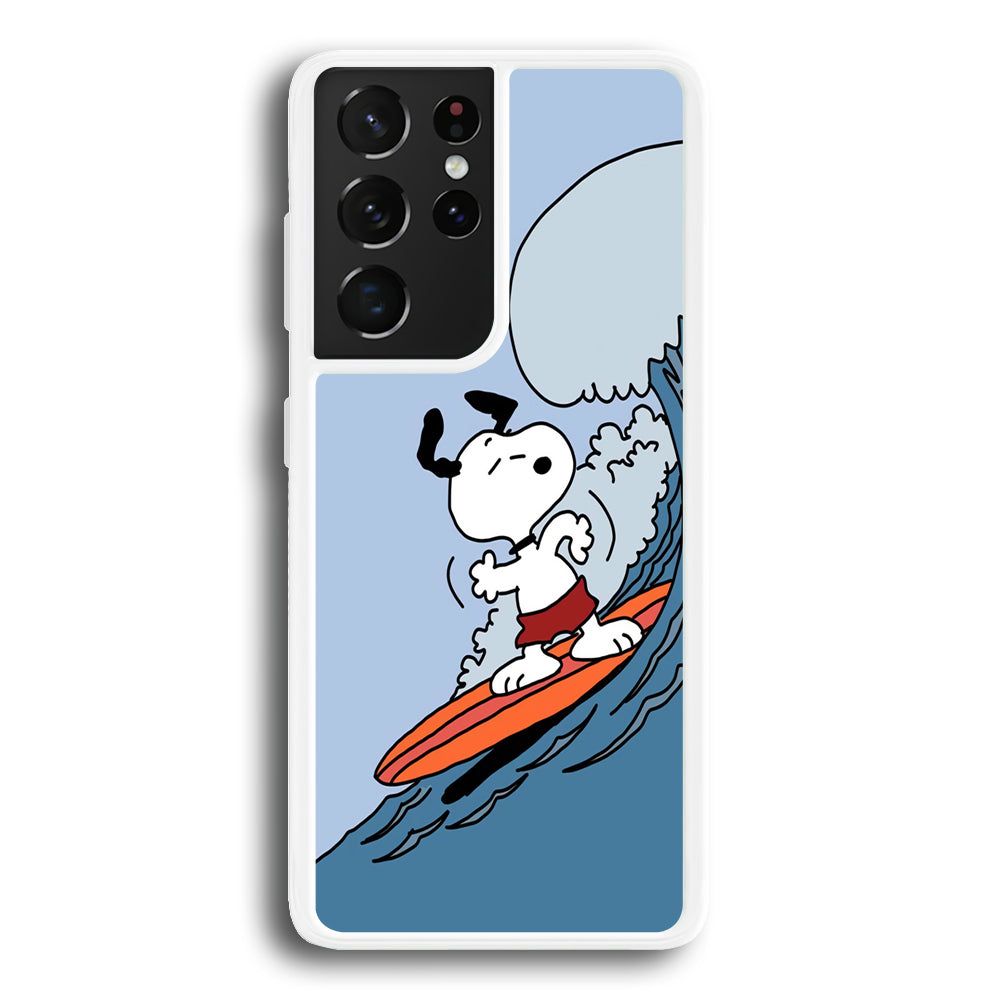 Snoopy Surfing Mode Samsung Galaxy S21 Ultra Case