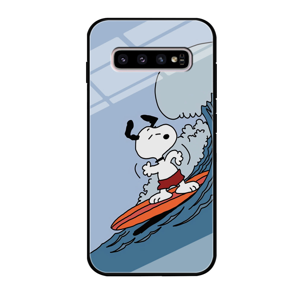 Snoopy Surfing Mode Samsung Galaxy S10 Case