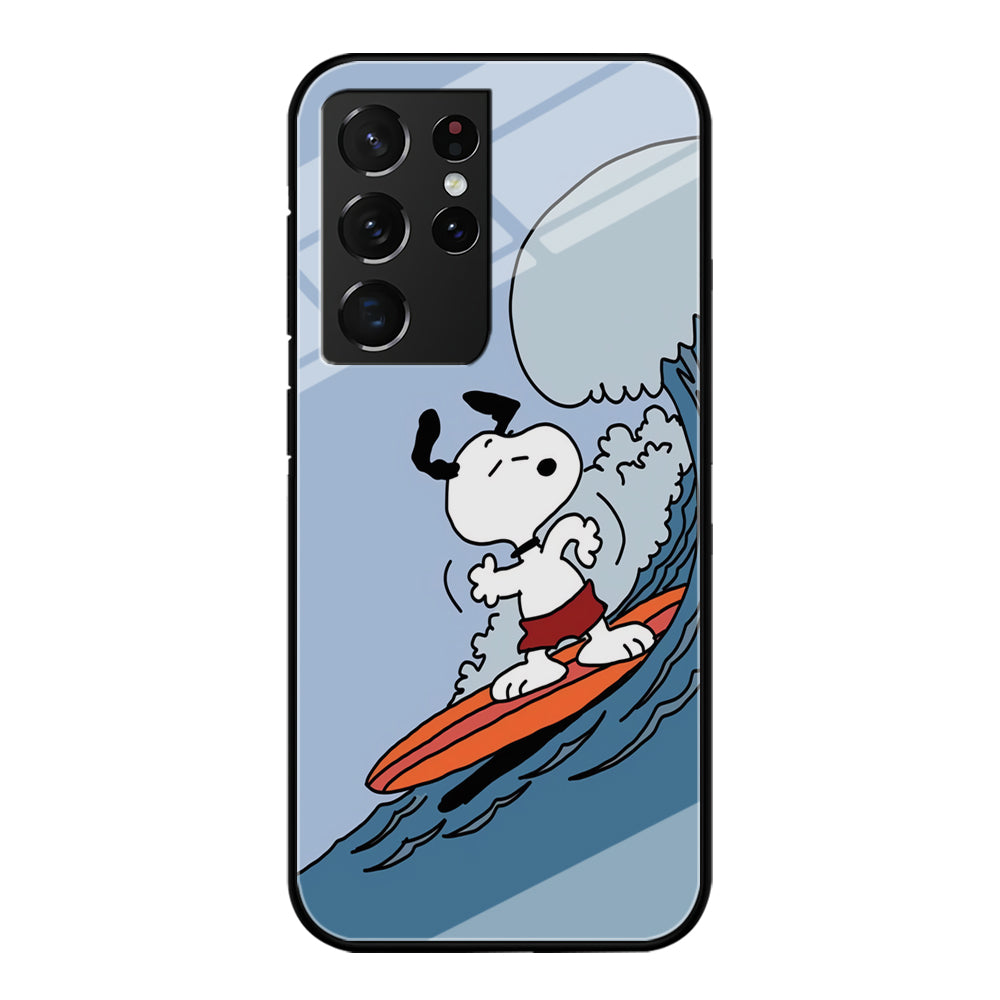 Snoopy Surfing Mode Samsung Galaxy S21 Ultra Case