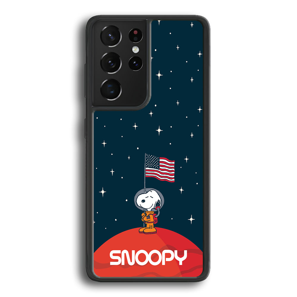 Snoopy Visiting The Moon Samsung Galaxy S21 Ultra Case